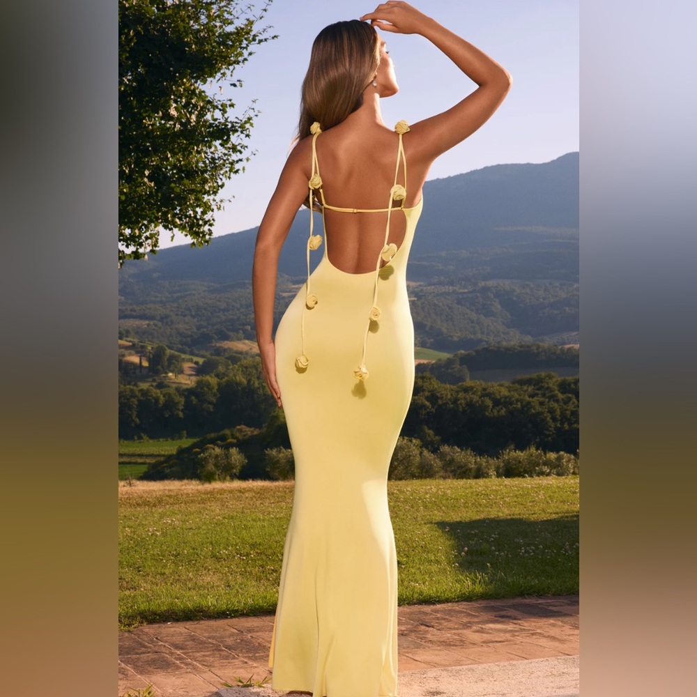 Oh Polly Lemon Backless Maxi Dress